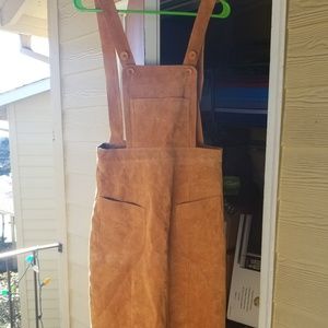 ASOS Suede Tan Jumper Dress Overalls